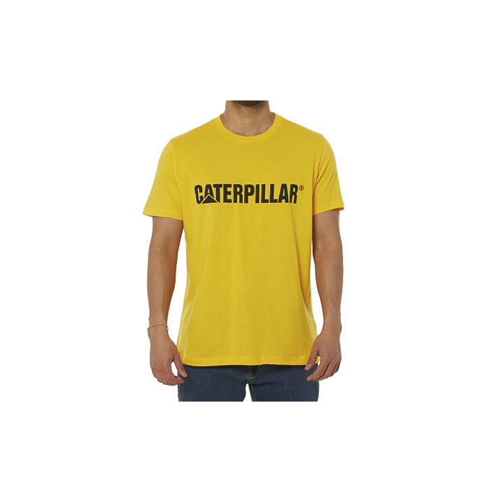 Caterpillar Clothing South Africa - Cat Men's Logo T-Shirts Yellow AD4673052